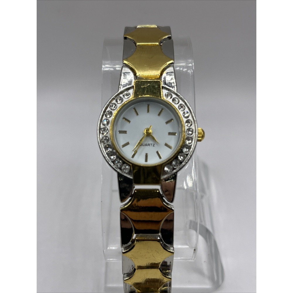 Blair‎ Women's Quartz Watch Two Tone Band Rhinetone Bezel- New Battery